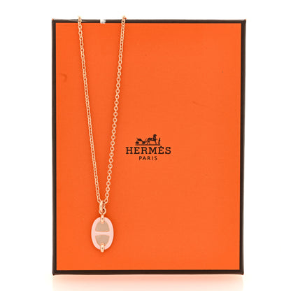 Hermes Metal Enamel Mini Maillon Pendant Necklace Rose Candeur 6 of 6