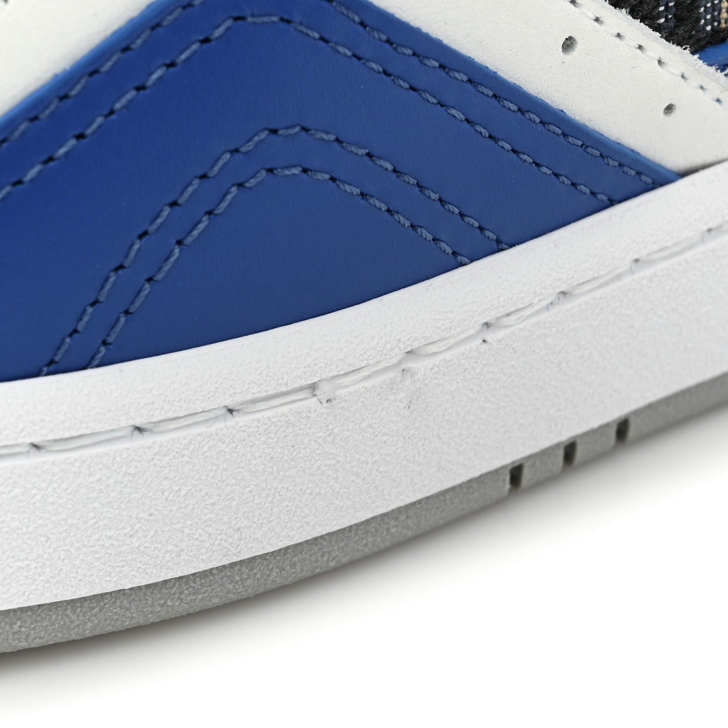 Smooth Calfskin Jacquard Oblique Mens B27 Low Top Sneakers 44 Blue White