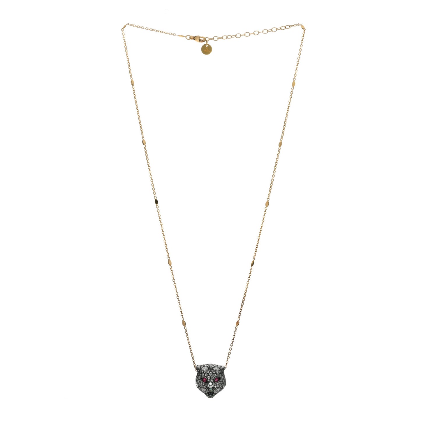 Sterling Silver 18K Yellow Gold Diamond Ruby Le Marche Des Merveilles Feline Pendant Necklace