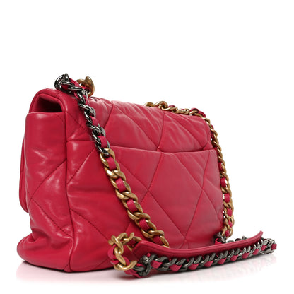 Chanel Goatskin Quilted Large Chanel 19 Flap Dark Pink 3 of 10