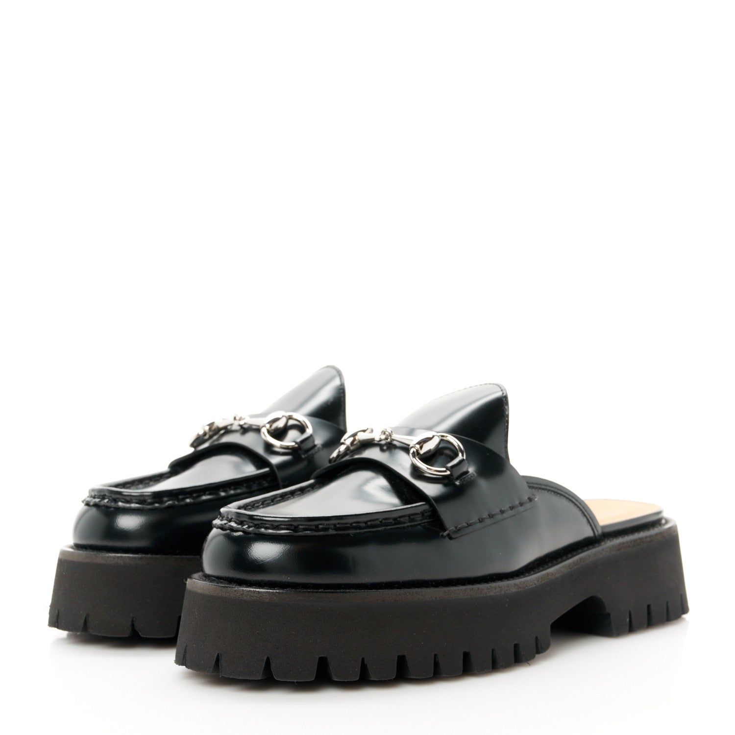 Gucci Magnum Calfskin Womens Horsebit Platform Mules 37 Black 3 of 11