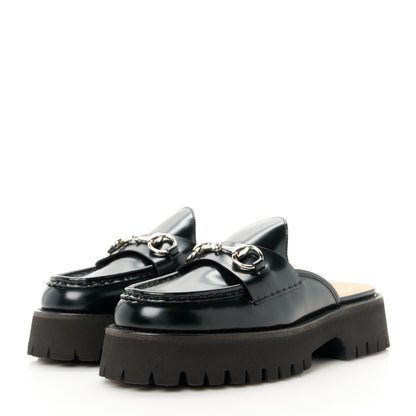 Gucci Magnum Calfskin Womens Horsebit Platform Mules 37 Black 3 of 11