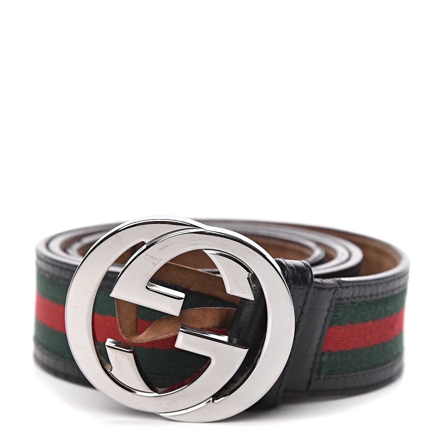 Gucci Calfskin Web Interlocking G Belt 105 42 Black 1 of 8