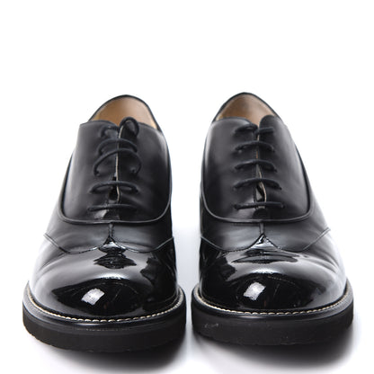 Chanel Patent Calfskin Lace Up Oxfords 40.5 Black 2 of 10