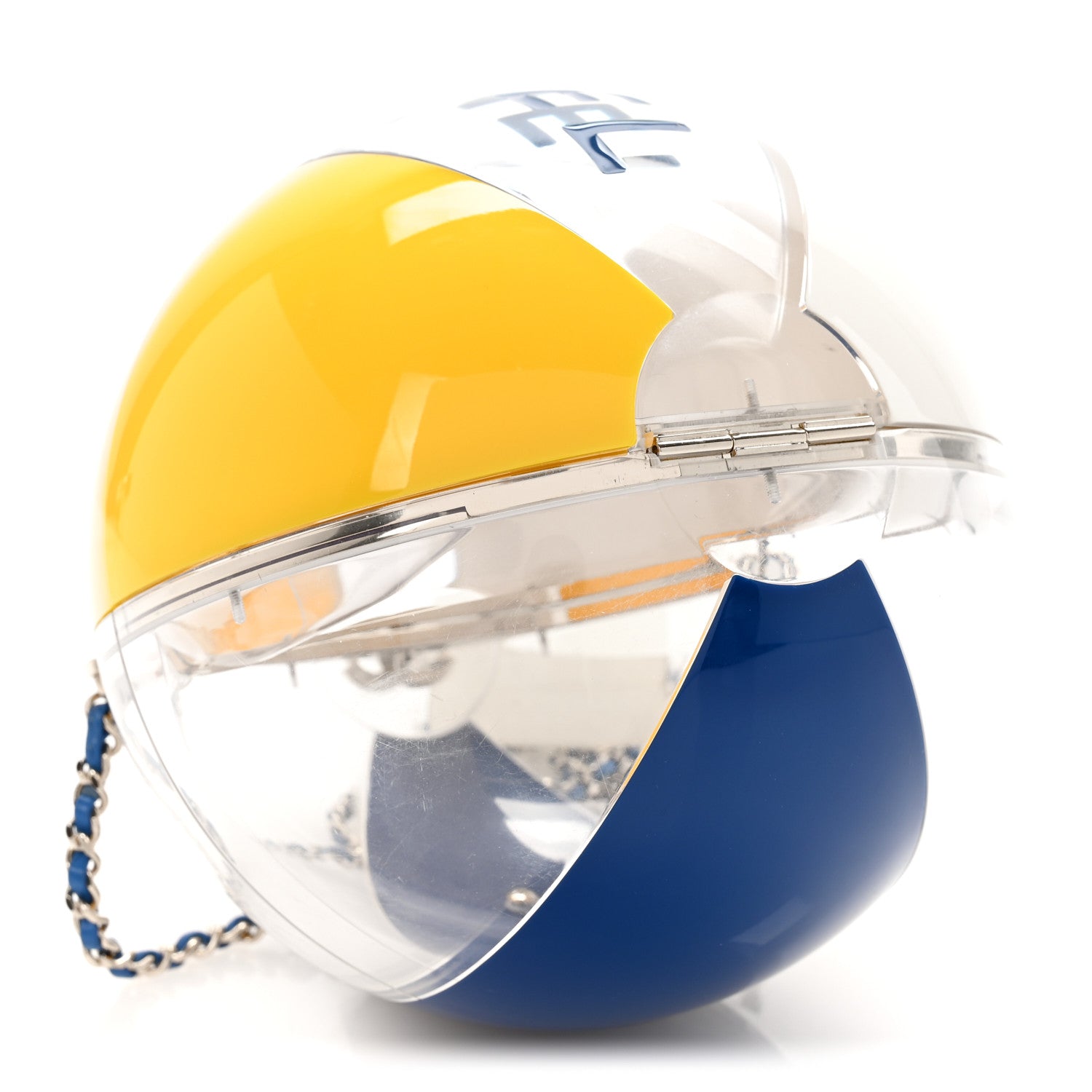 Chanel Plexiglass Coco Beach Ball Minaudiere Clutch Yellow White Blue 4 of 8