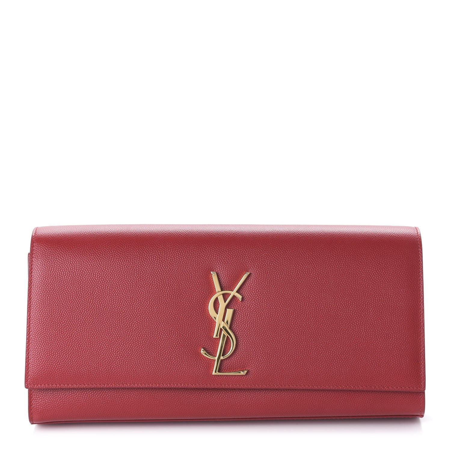 Saint Laurent Grain De Poudre Classic Monogram Cassandre Clutch New Red 1 of 9