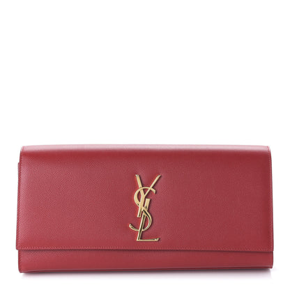 Saint Laurent Grain De Poudre Classic Monogram Cassandre Clutch New Red 1 of 9