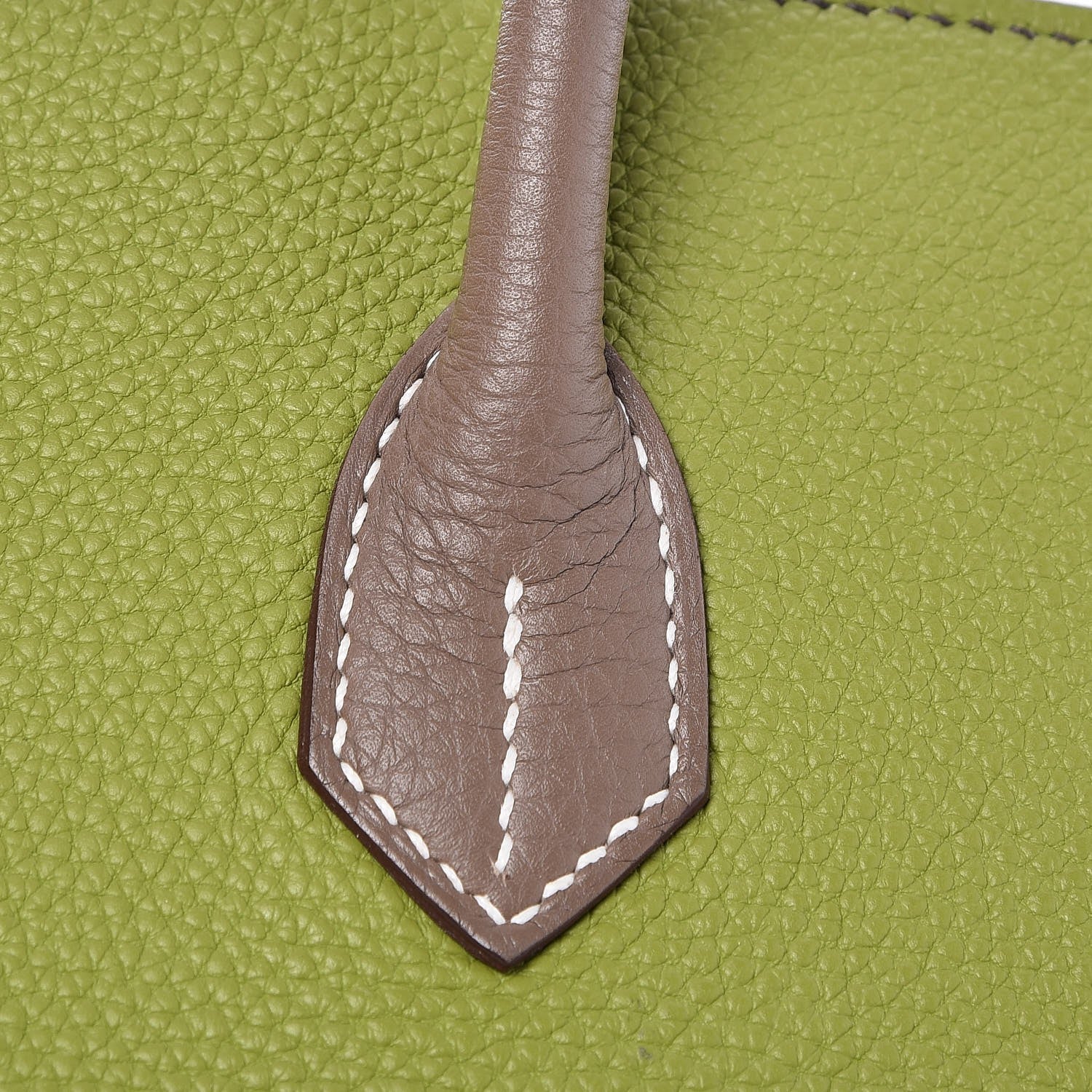Hermes Togo Bi Color Horseshoe Birkin 35 Vert Anis Etoupe 29 of 35
