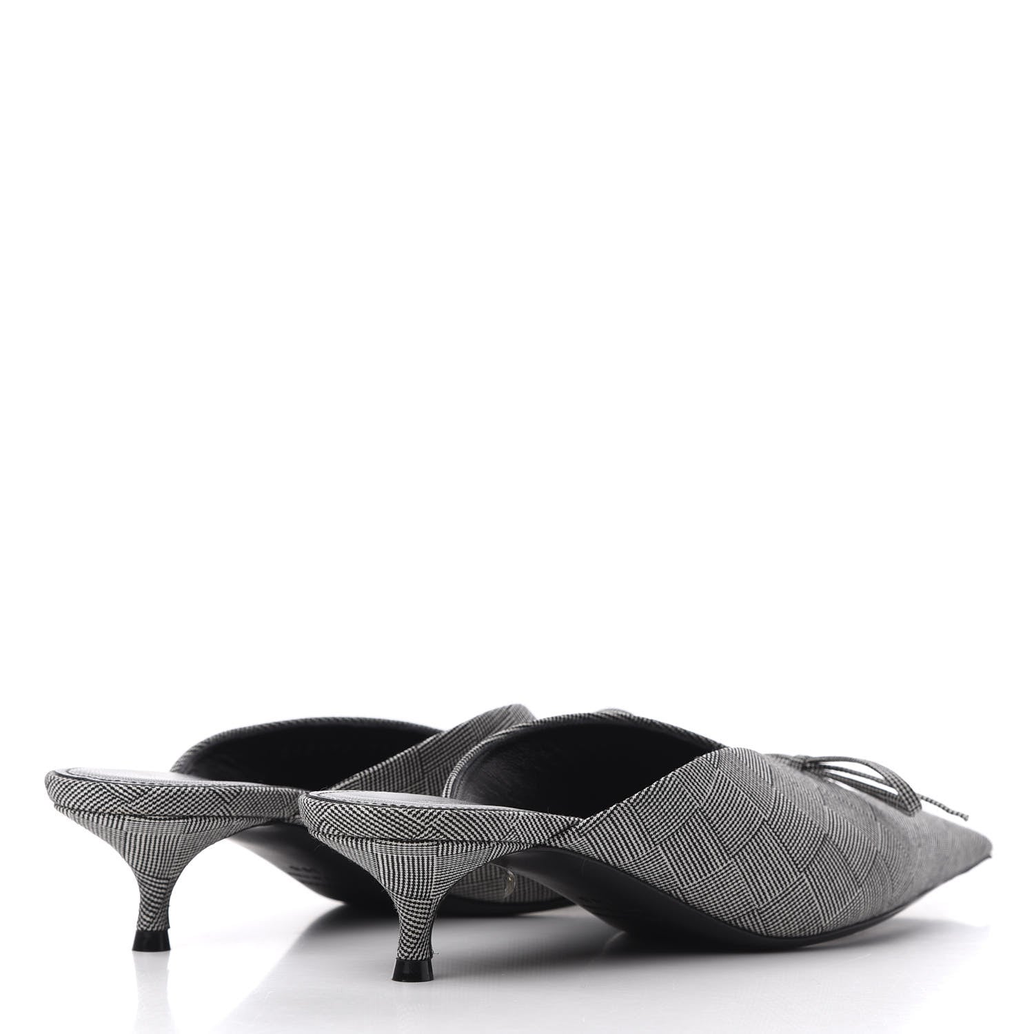 Balenciaga Fabric Check Tailoring Pointed Toe Knife 40mm Mules 39.5 Grey 4 of 11