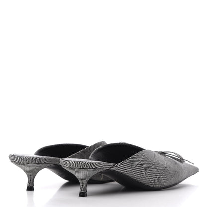 Balenciaga Fabric Check Tailoring Pointed Toe Knife 40mm Mules 39.5 Grey 4 of 11