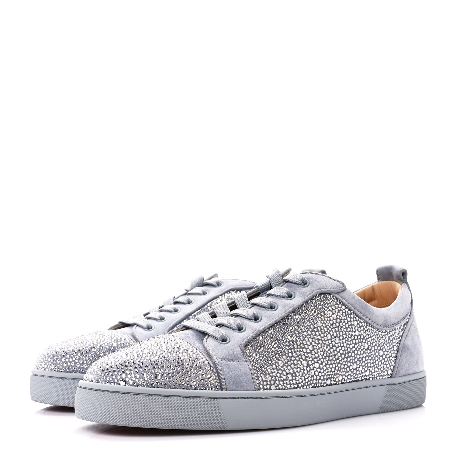 Christian Louboutin Veau Velours Strass Mens Louis Junior Flat Sneakers 44.5 Cry Blue Shade 3 of 10