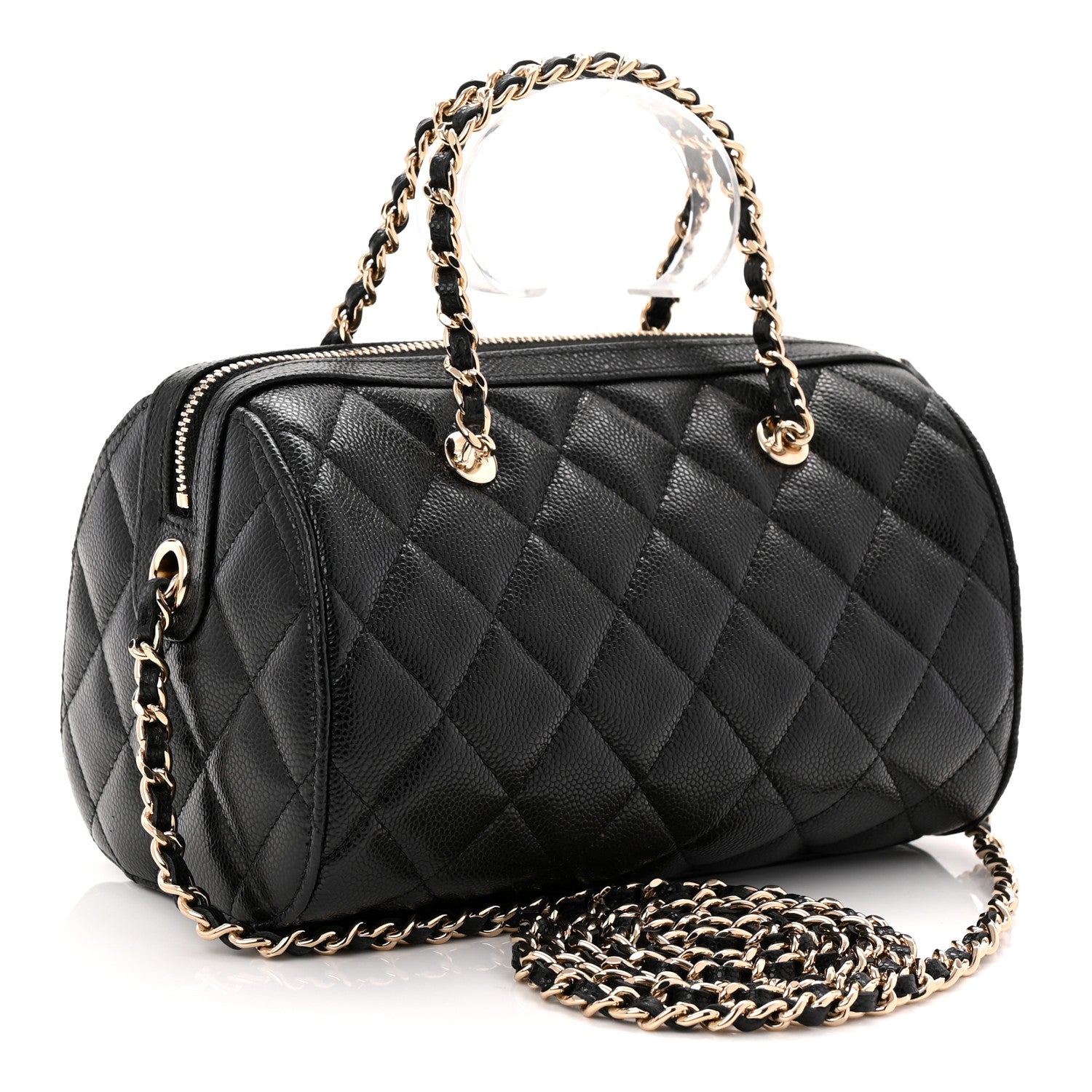 Chanel Caviar Quilted Barrel Clutch With Chain  Black 3 of 11