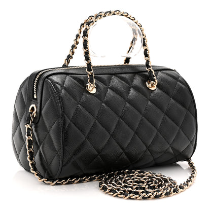 Chanel Caviar Quilted Barrel Clutch With Chain  Black 3 of 11