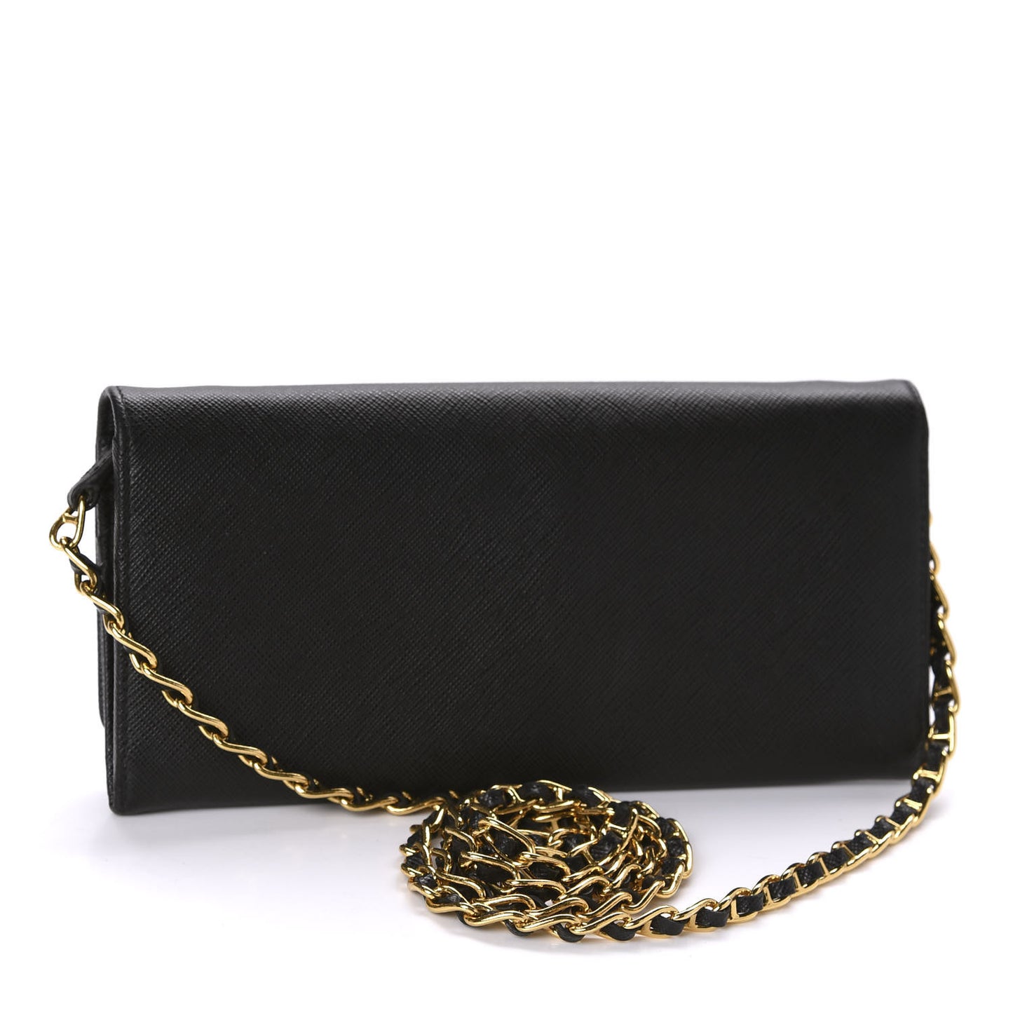 Saffiano Metal Oro Chain Wallet Black
