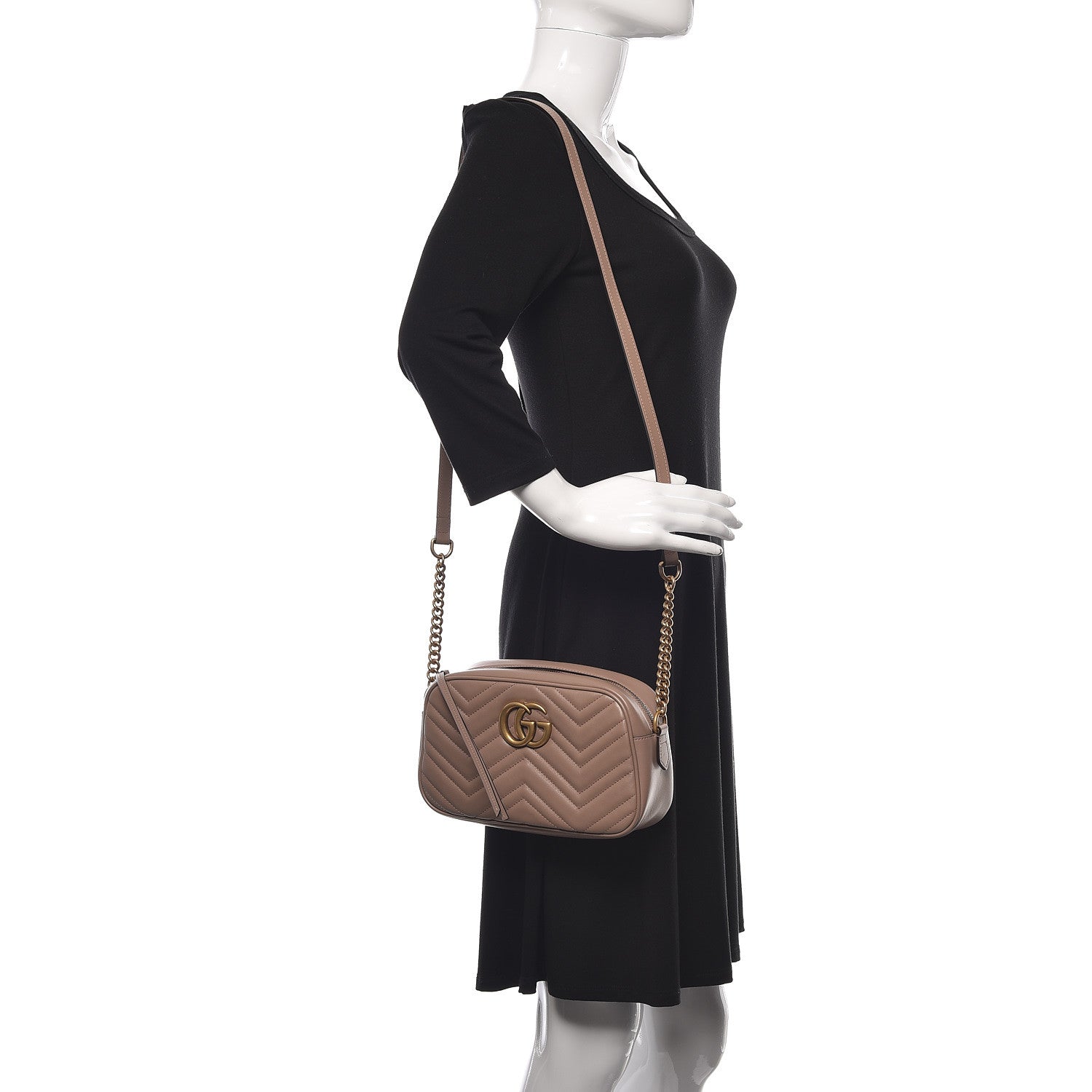 Gucci Calfskin Matelasse Small GG Marmont Chain Shoulder Bag Porcelain Rose 2 of 10
