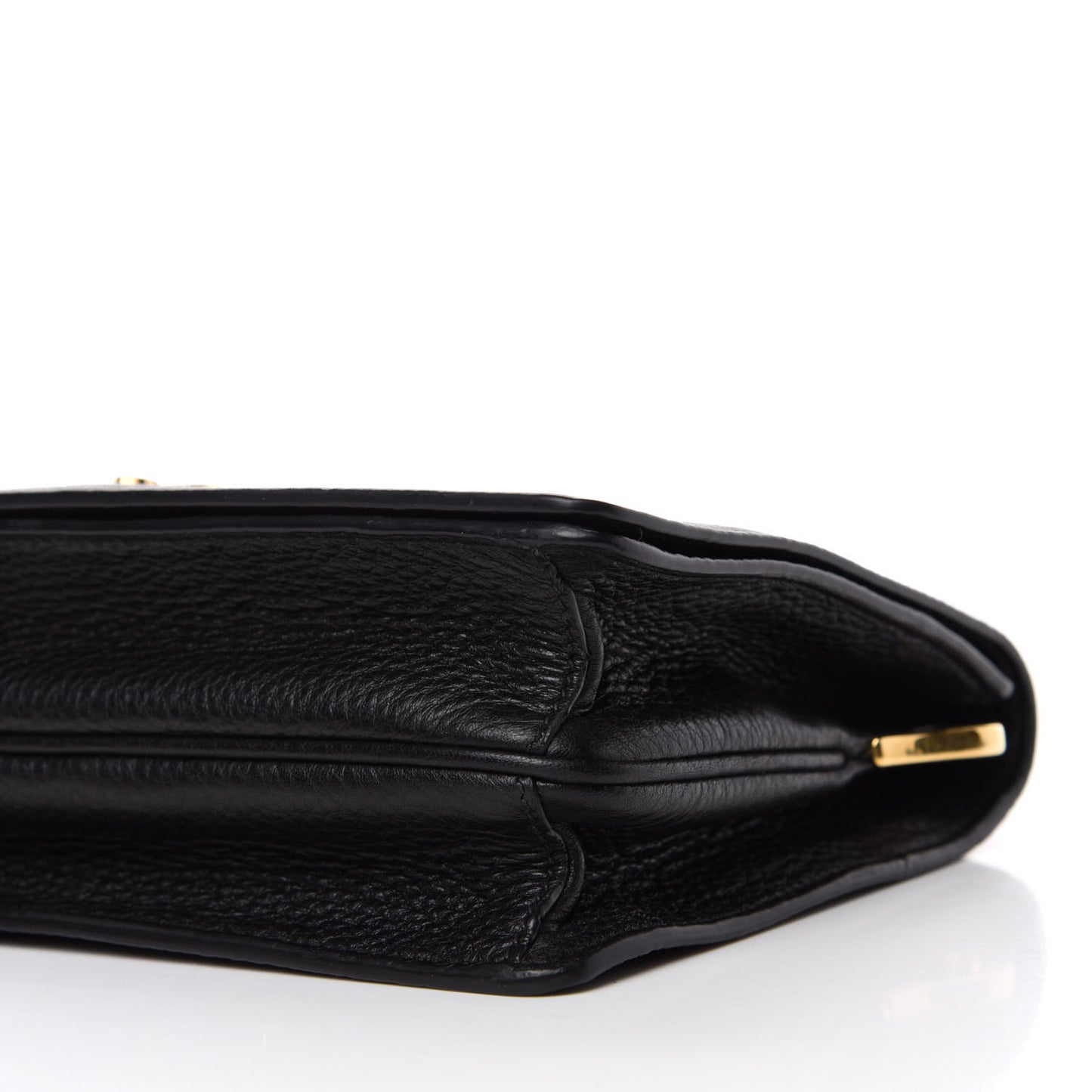 Vitello Daino Double Strap Flap Crossbody Black