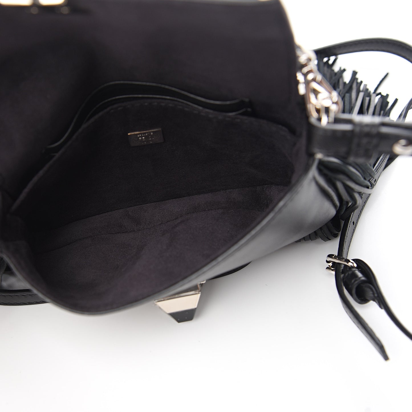 Nappa Monster Fringe Micro Baguette Black