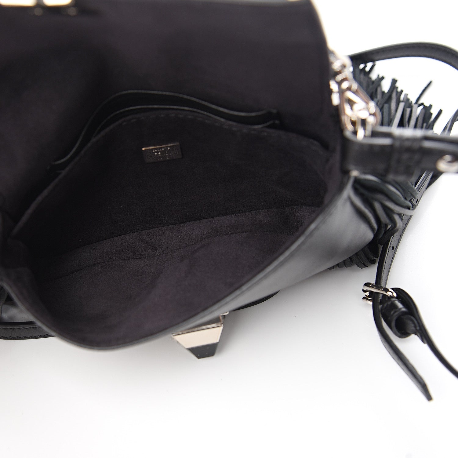 Fendi Nappa Monster Fringe Micro Baguette Black 4 of 9