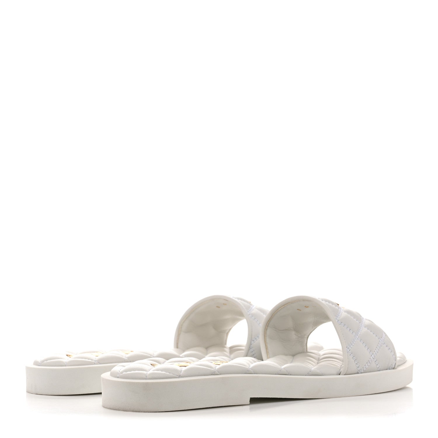 Chanel Lambskin Quilted Textured CC Mules Sandals 41.5 White 5 of 10