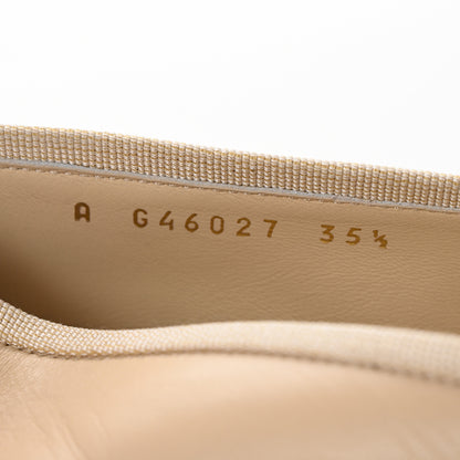 Chanel Goatskin Patent Calfskin Cap Toe CC Ballerina Flats 35.5 Light Beige Navy Blue 9 of 11