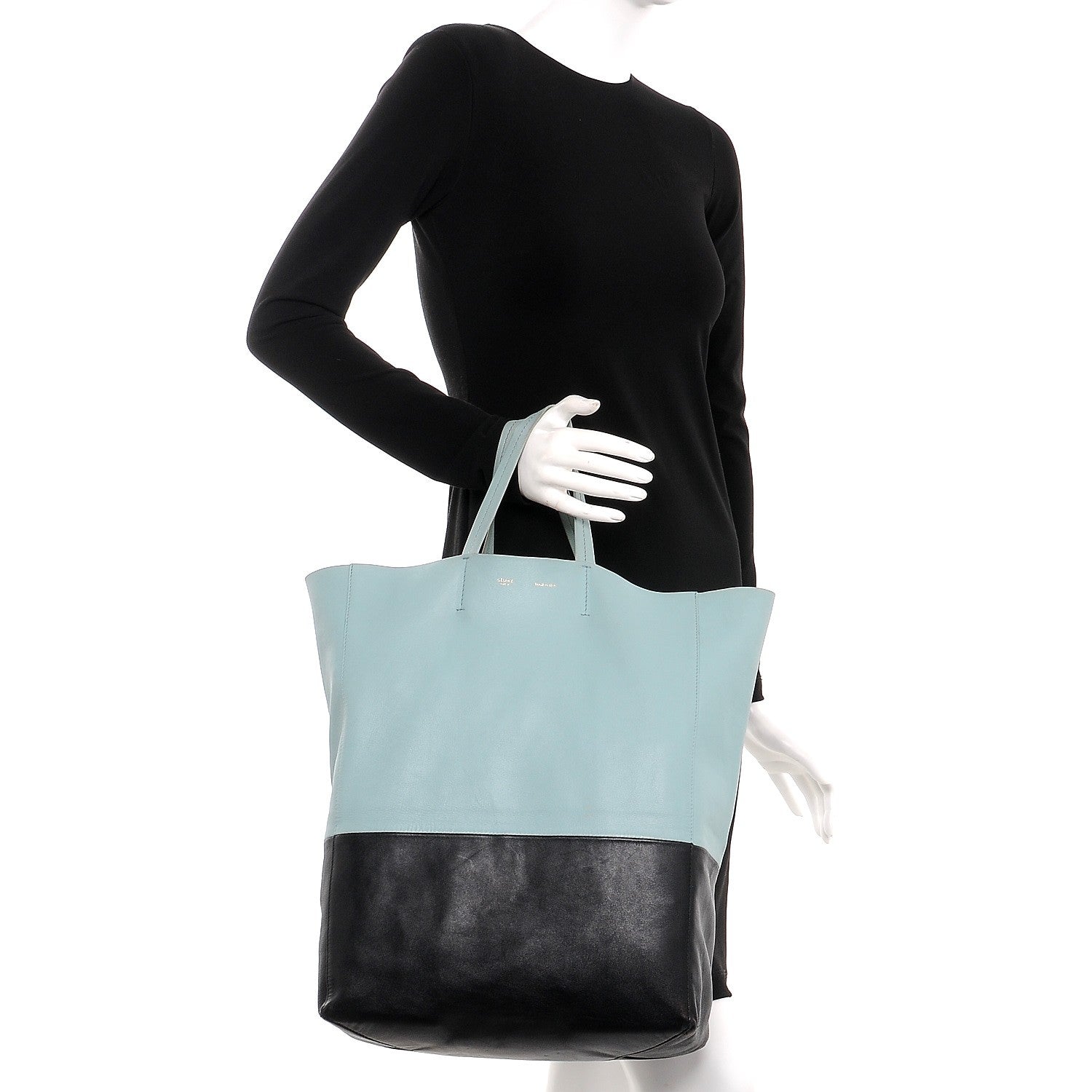 Celine Lambskin Vertical Bi-Cabas Blue Black 2 of 21
