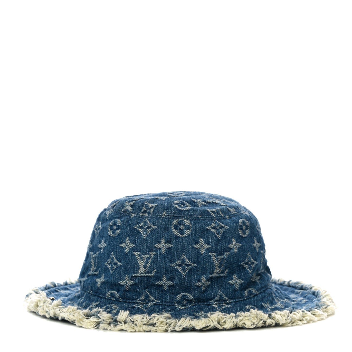 Monogram Denim Fringe Bob Bucket Hat M Blue