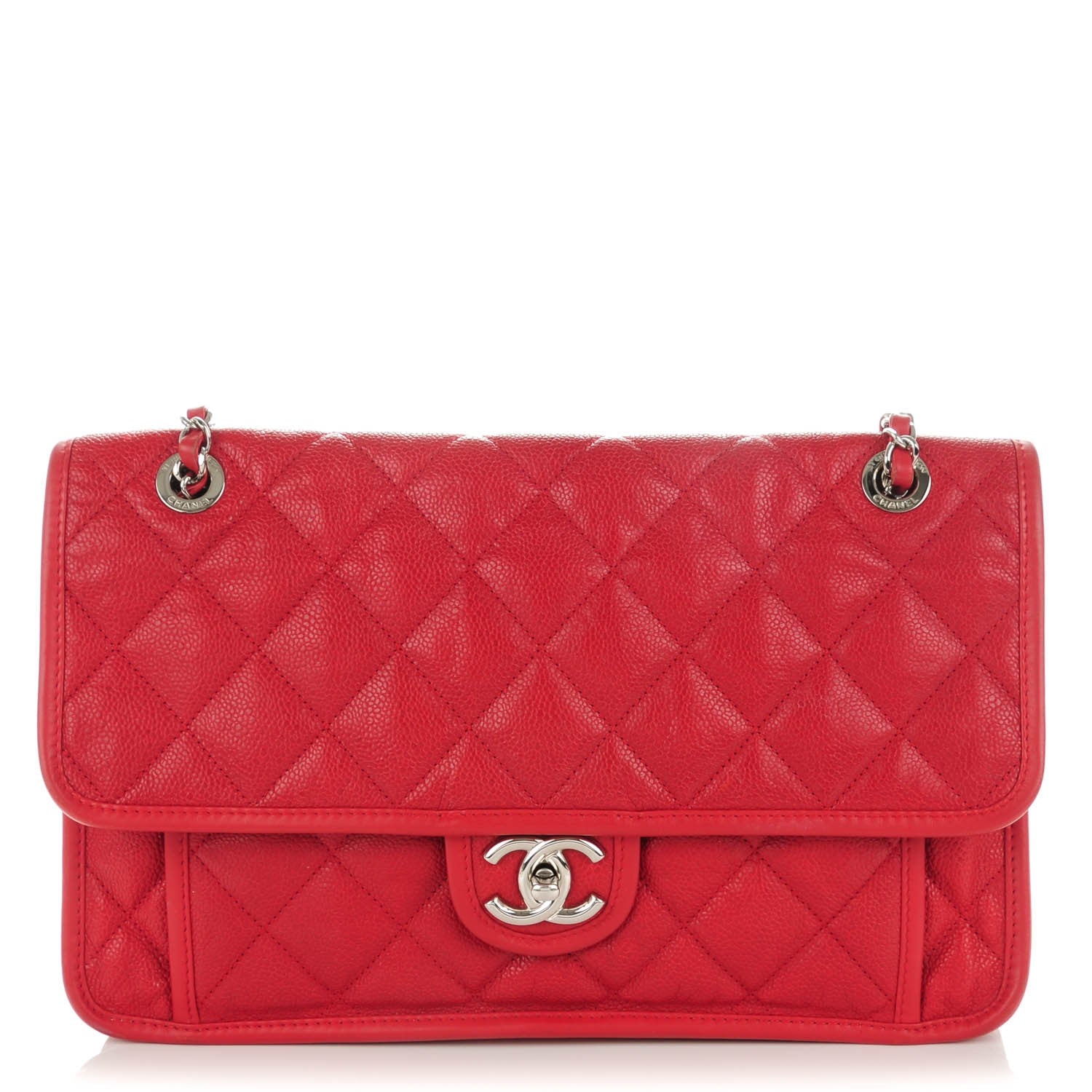 Chanel Caviar Quilted Large French Riviera Flap Red 1 of 12
