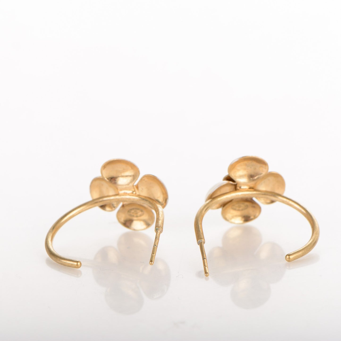 Enamel Camellia Earrings White Gold