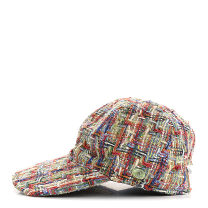 Chanel Tweed CC Enamel Cap Hat Red Multicolor 4 of 9