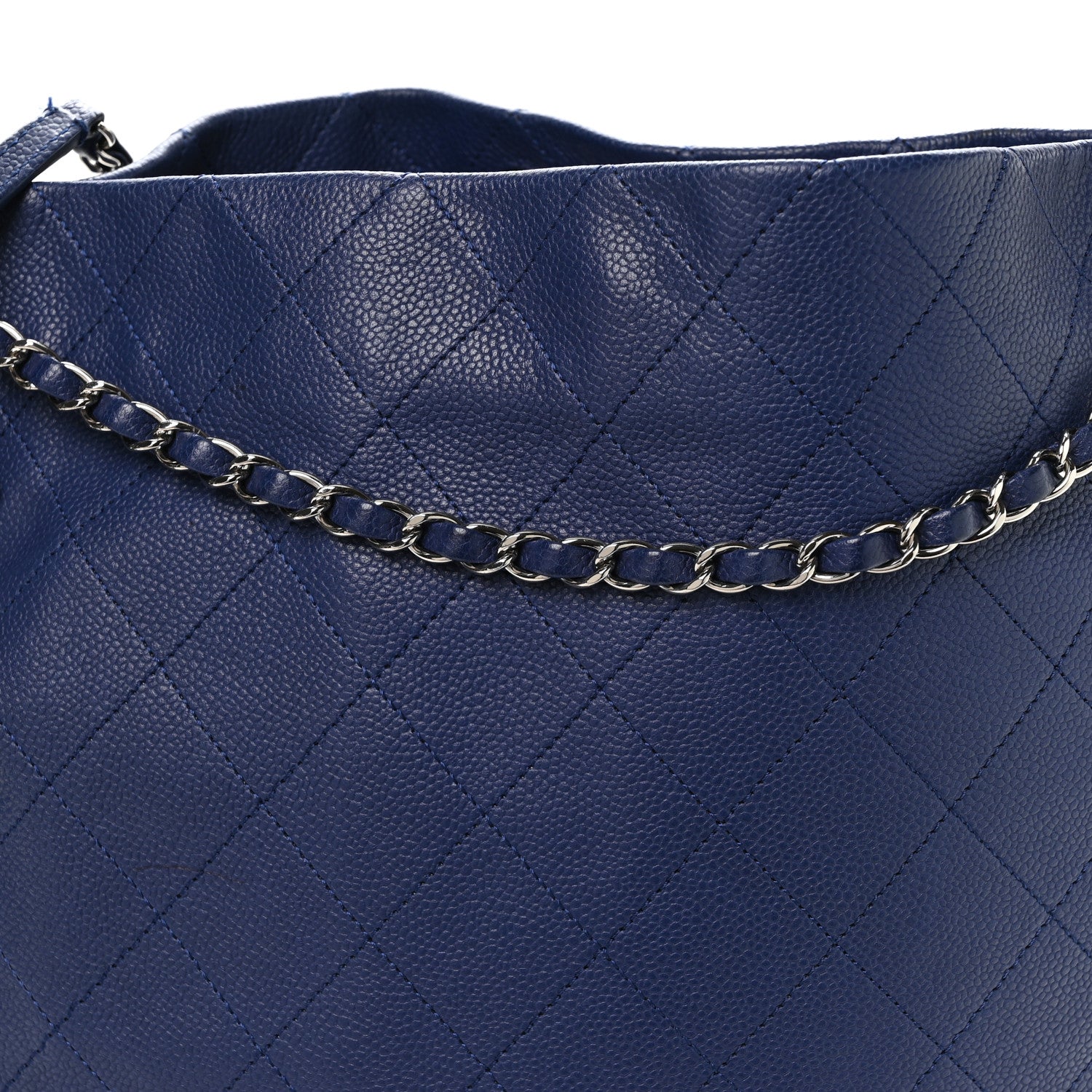 Chanel Caviar Stitched CC Pocket Tote Navy Blue 8 of 11
