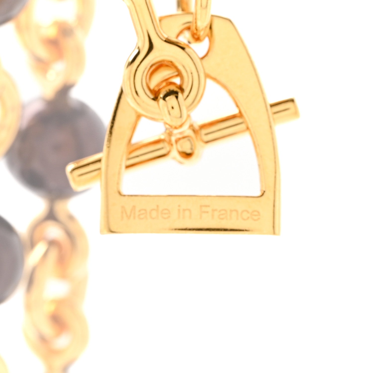 Hermes Bead Chain Etrier Choker Necklace Gold 6 of 8