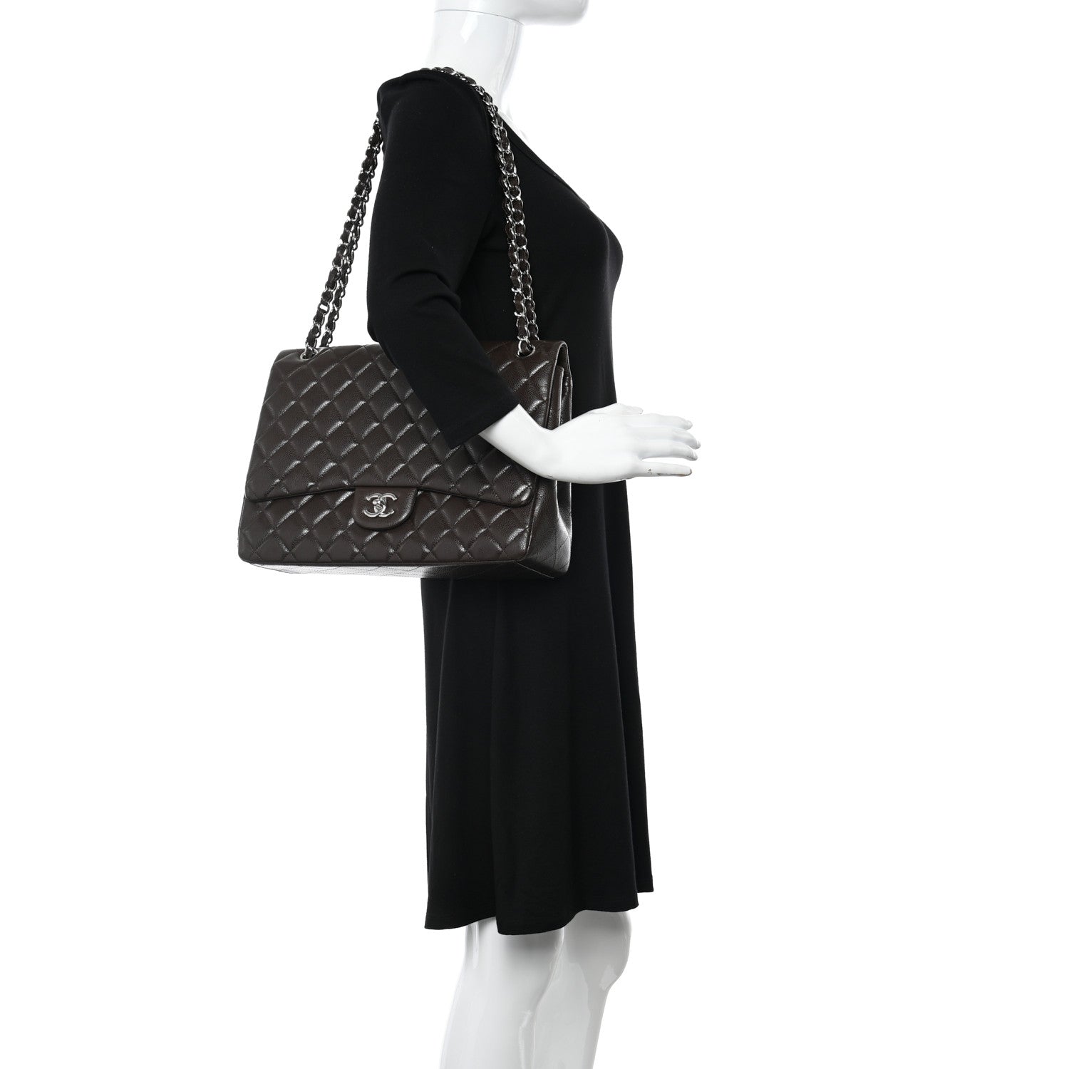 Chanel Caviar Quilted Maxi Single Flap Dark Brown 2 of 15