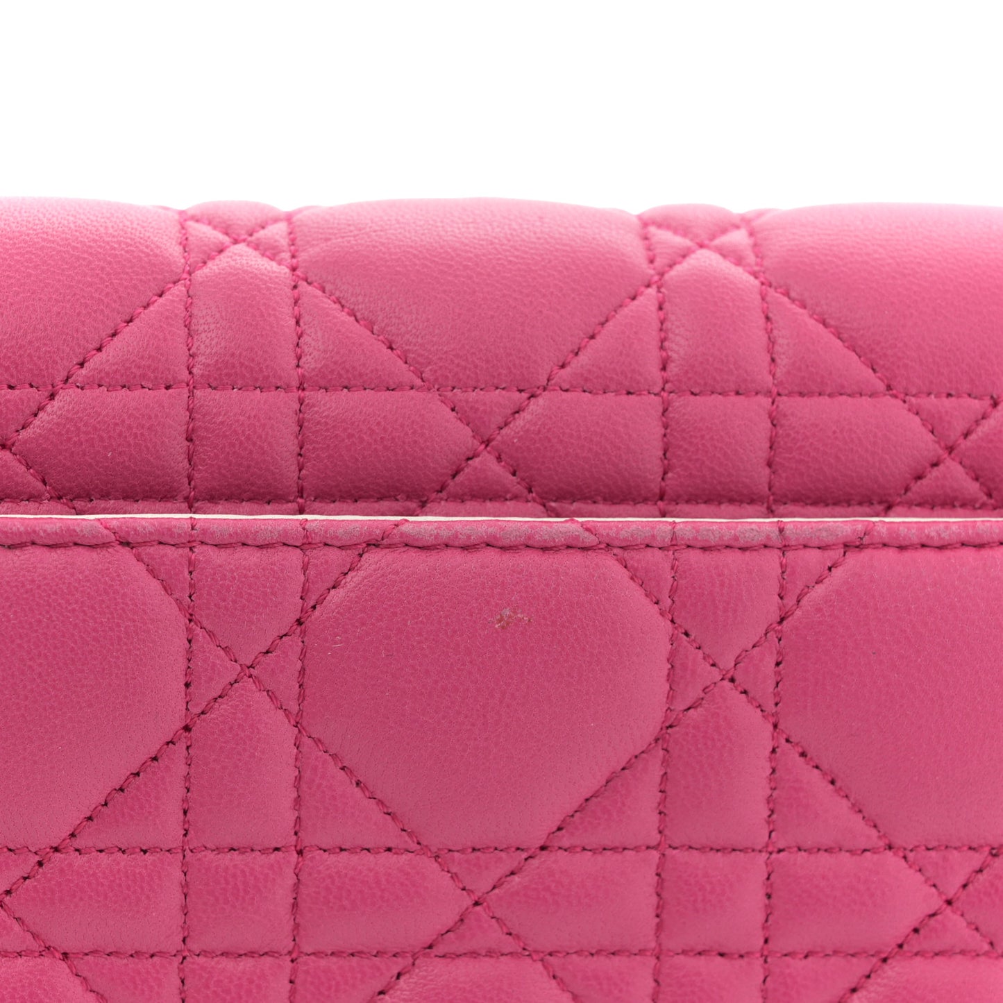Lambskin Cannage Tri-Color Mini Miss Dior Promenade Pouch Pink Red