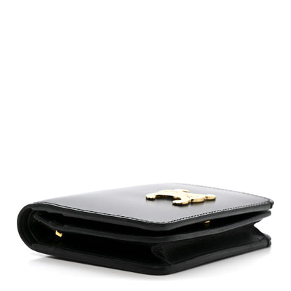 Celine Shiny Calfskin Triomphe Compact Wallet Black 4 of 7