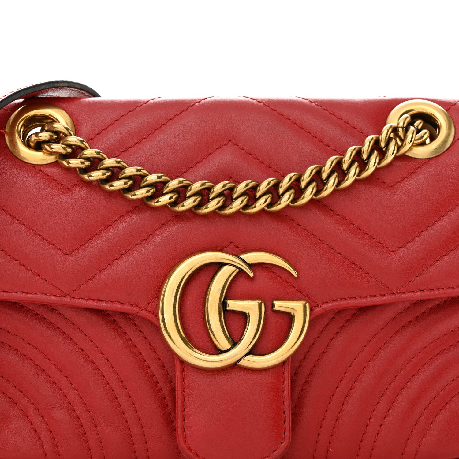 Gucci Calfskin Matelasse Mini GG Marmont Shoulder Bag Hibiscus Red 8 of 16