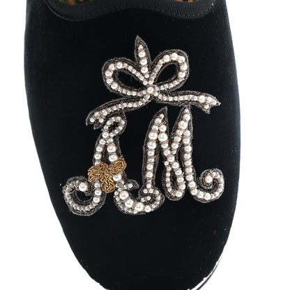 Gucci Velluto Marmara Pearl Embellished Mens Loafers 9 Black 10 of 12