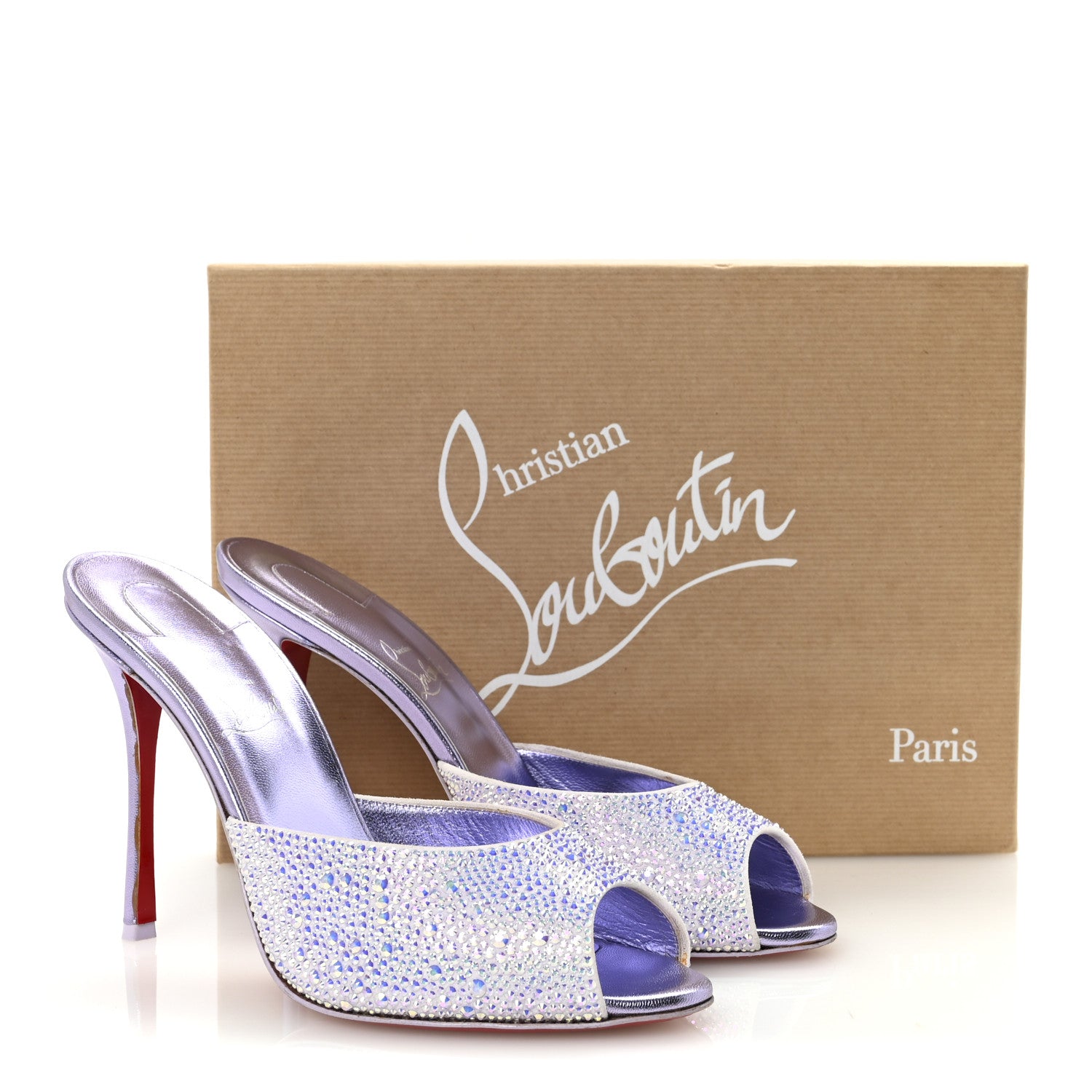 Christian Louboutin Suede Crystal Strass Me Dolly 100 Sandals 40 Lilac 9 of 9
