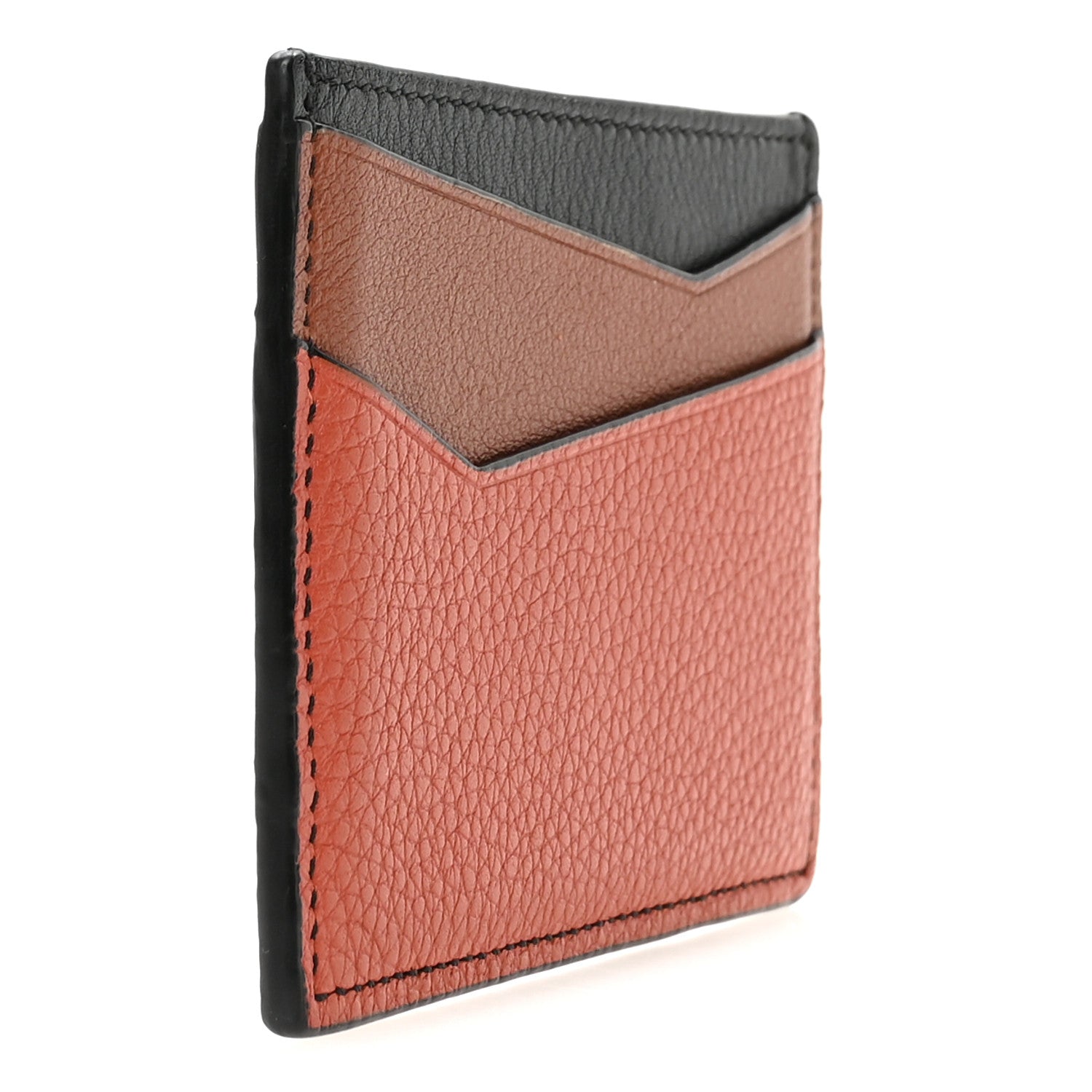 Loewe Calfskin Puzzle Colorblock Card Holder Pumpkin Multicolor