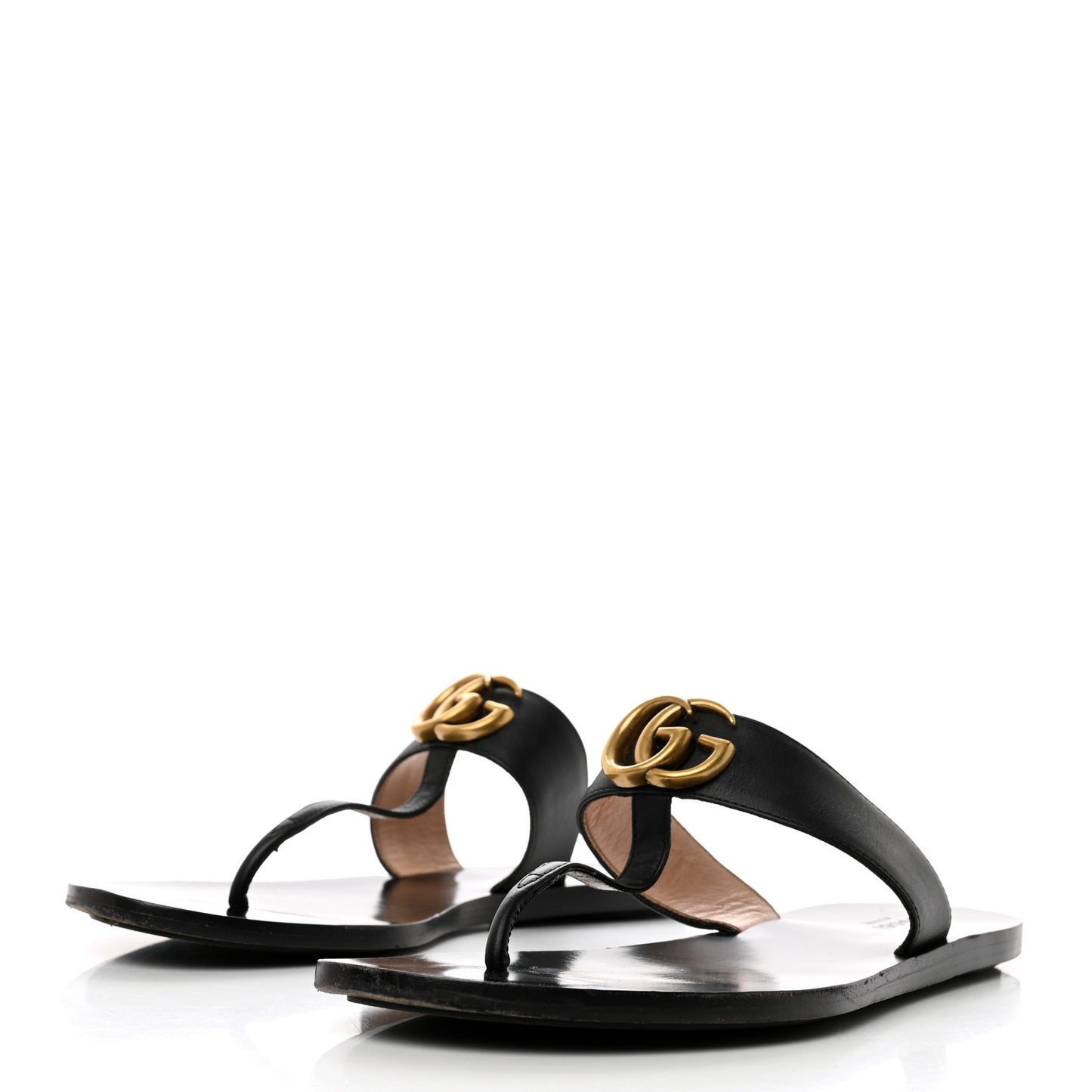 Calfskin GG Marmont Thong Sandals 39 Black