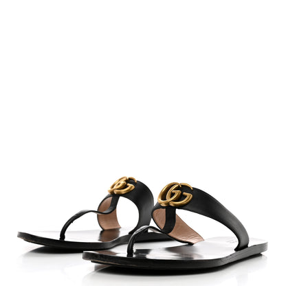 Gucci Calfskin GG Marmont Thong Sandals 39 Black 3 of 8