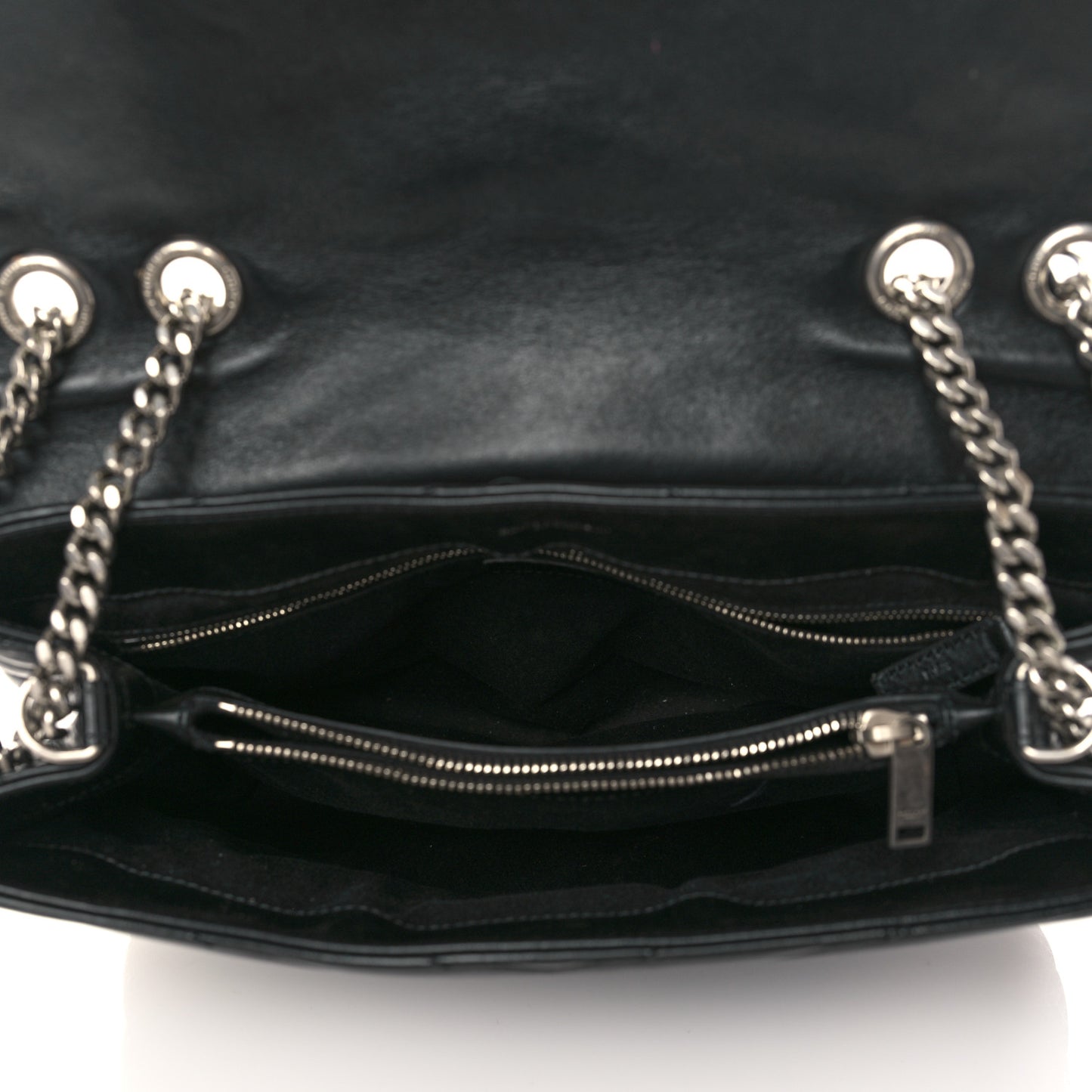 Calfskin Y Quilted Monogram Medium Loulou Chain Satchel Black
