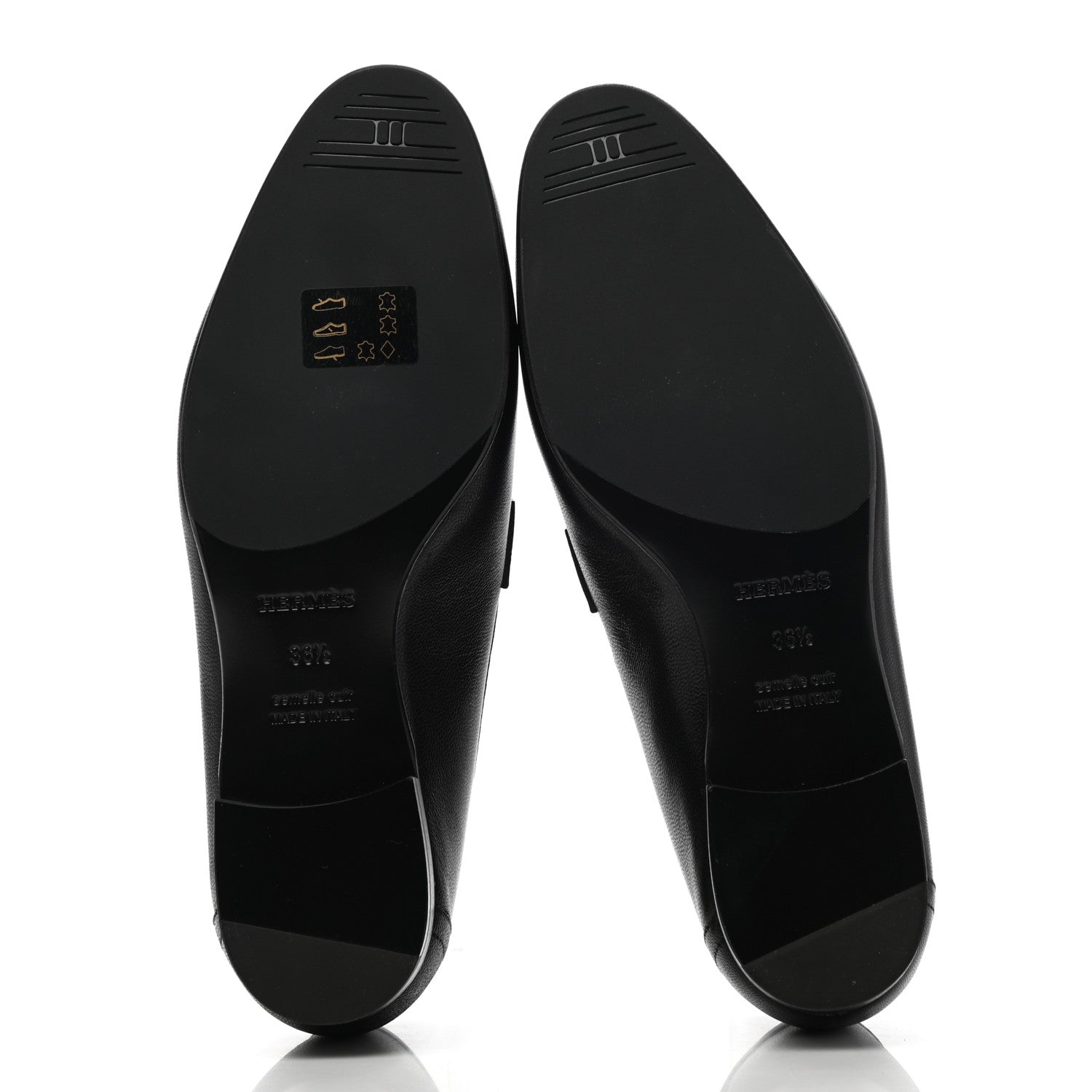 Hermes Goatskin Womens Paris Loafers 36.5 Black 5 of 9