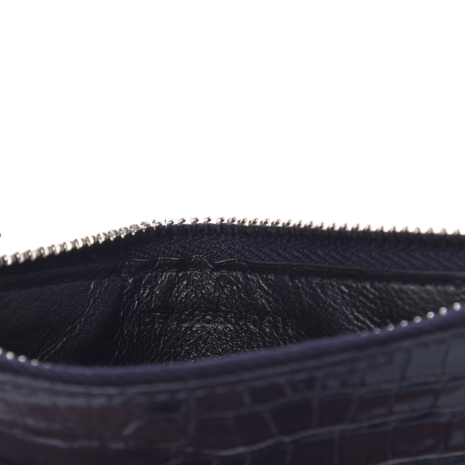 Saint Laurent Calfskin Crocodile Embossed 5 Fragments Zip Pouch Card Holder Blue Marine 7 of 9