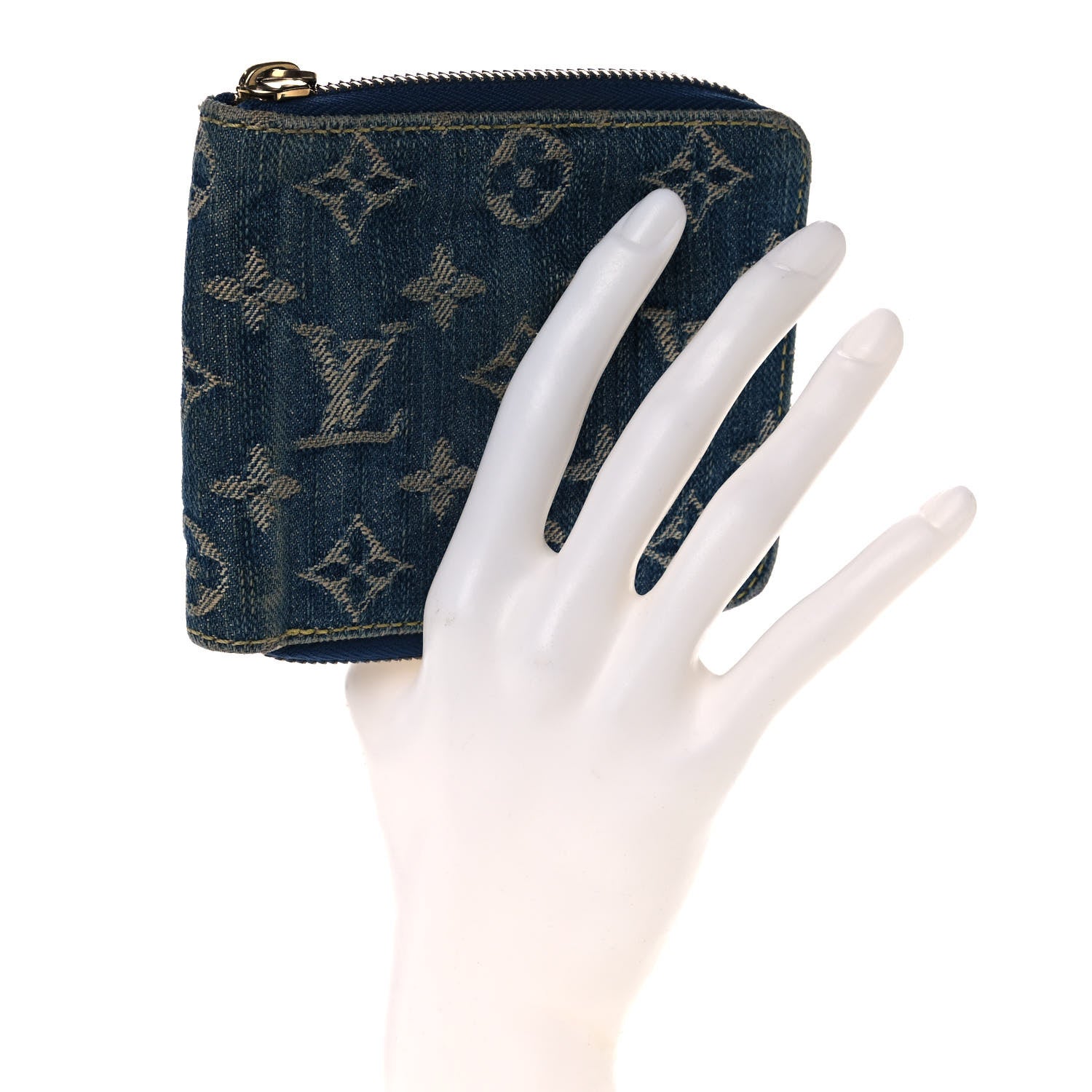 Louis Vuitton Denim Zip Compact Wallet Blue 2 of 11