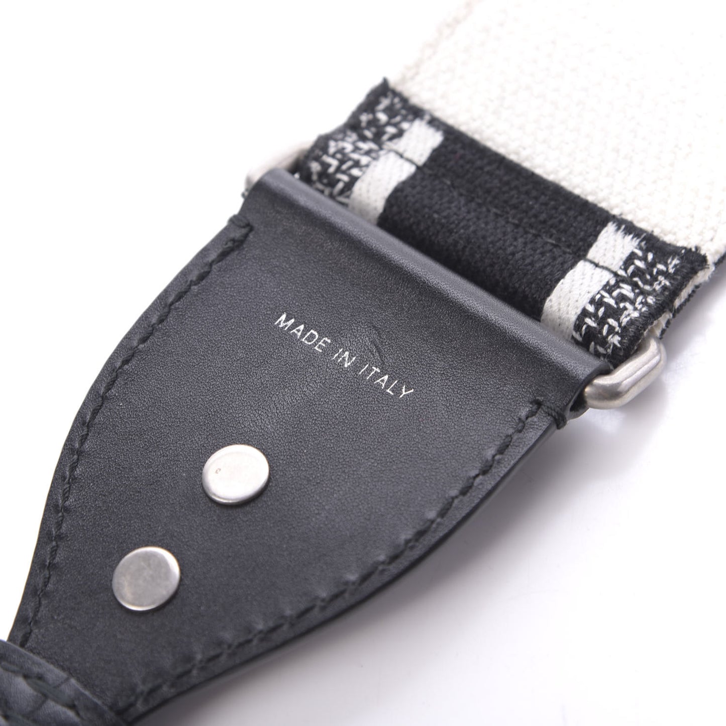 Canvas Embroidered Shoulder Strap Black White