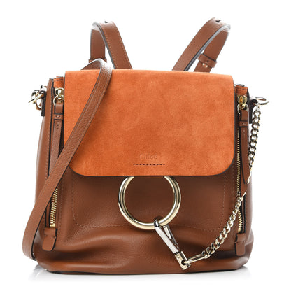Chloe Suede Calfskin Small Faye Backpack Tan 1 of 8