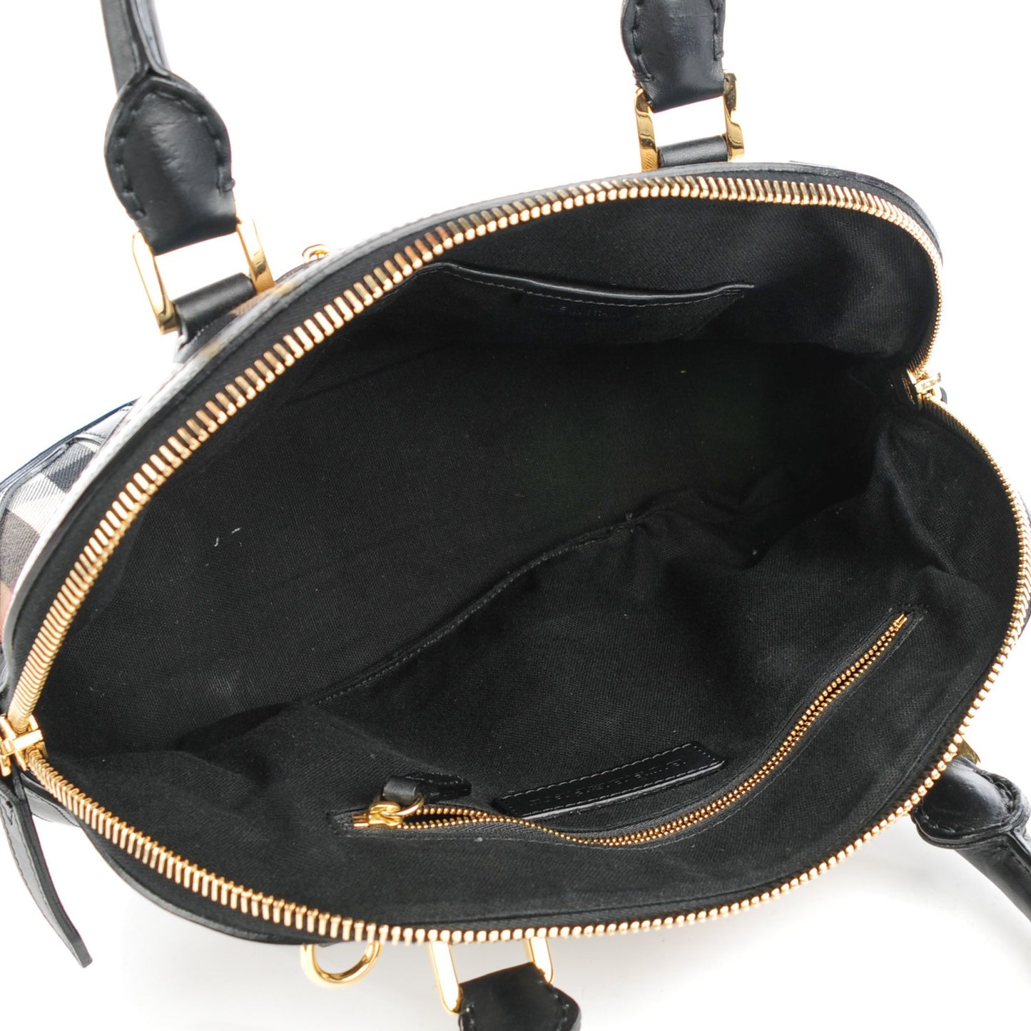 Bridle Calfskin House Check Small Orchard Bowling Bag Black