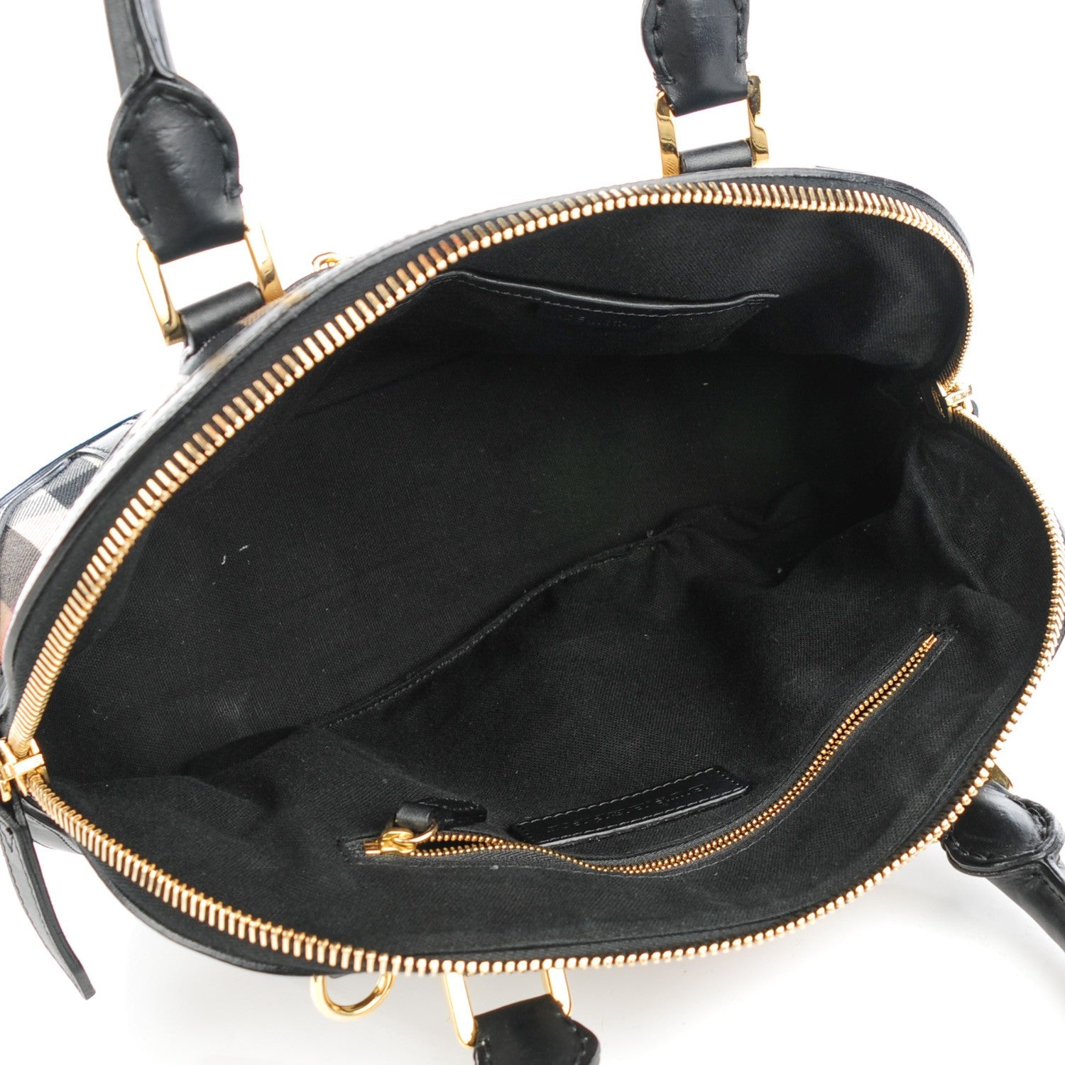 Burberry Bridle Calfskin House Check Small Orchard Bowling Bag Black 6 of 9