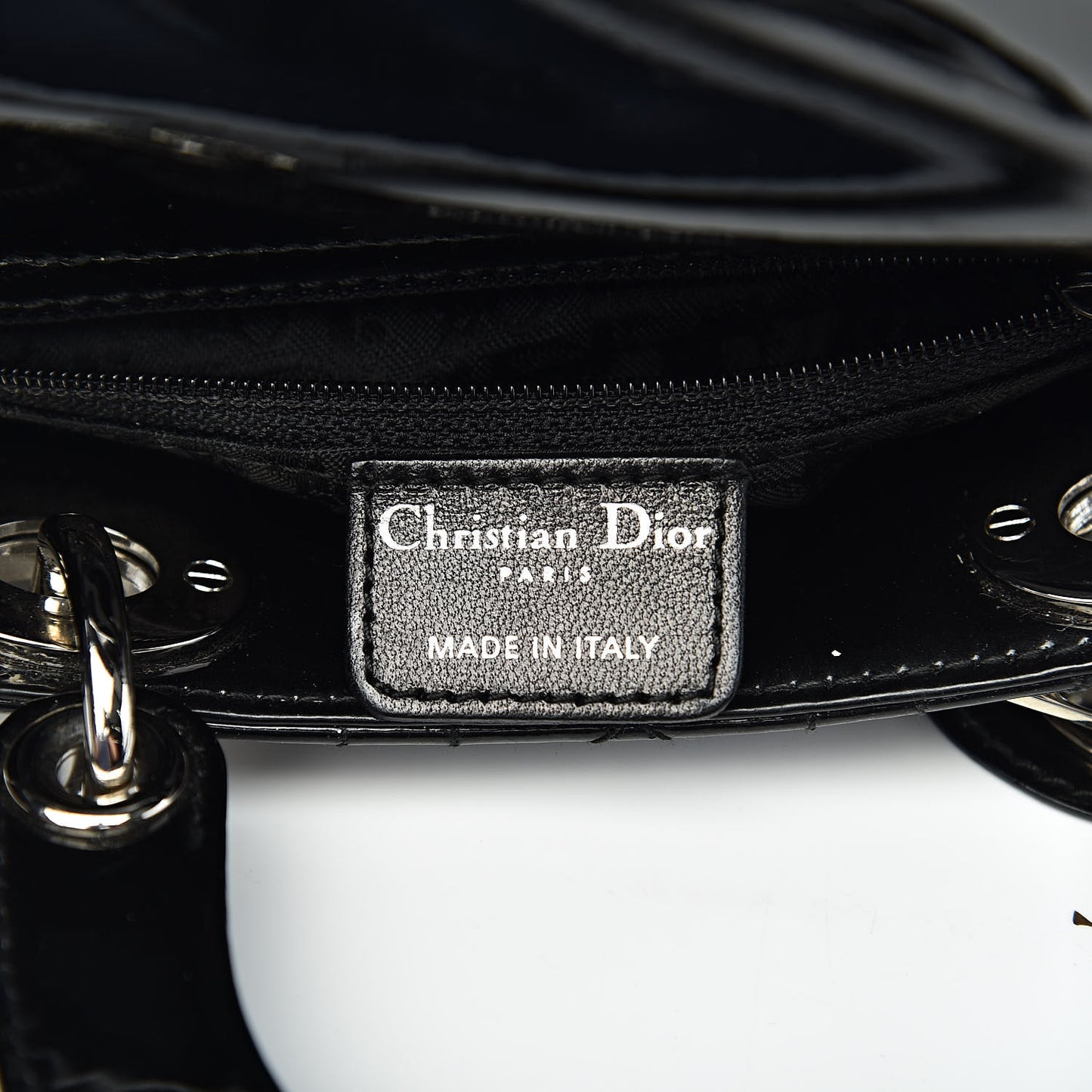 Patent Cannage Mini Lady Dior Black