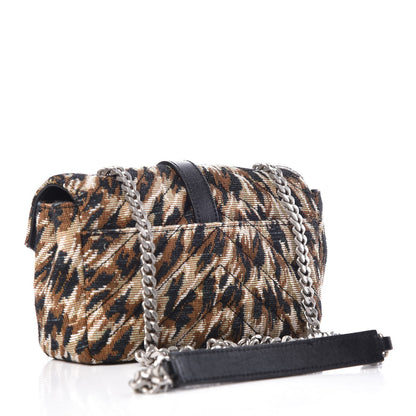 Saint Laurent Jacquard Leopard Matelasse Chevron Monogram Baby Chain Bag Black 3 of 9